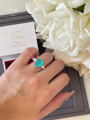 Lab-Created Paraiba Tourmaline Ring 5ct 18K Gold-Plated