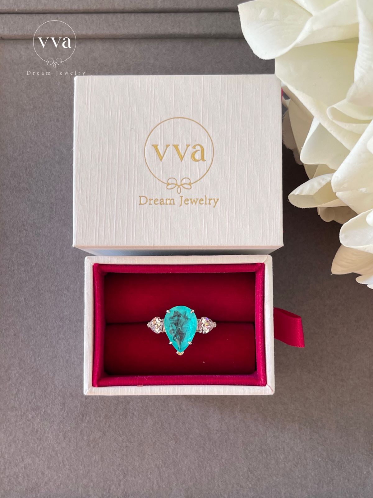 Lab-Created Paraiba Tourmaline Ring 5ct 18K Gold-Plated