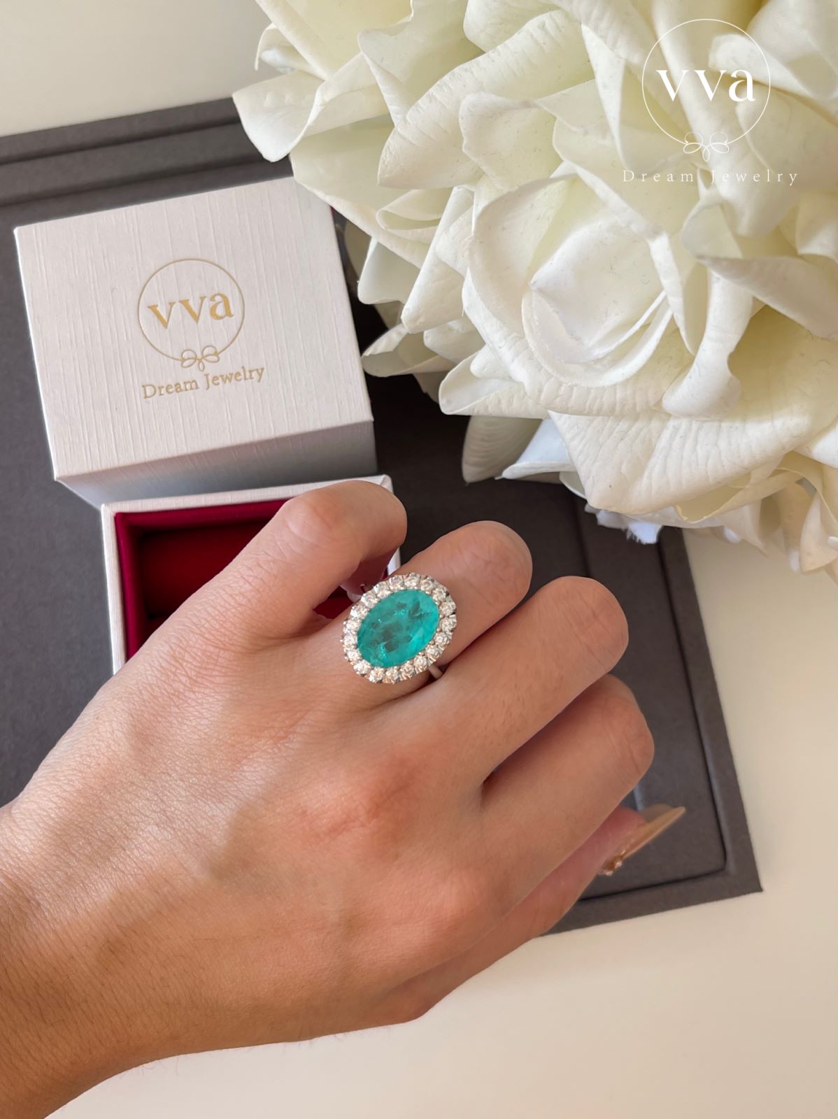 Lab-Created Paraiba Tourmaline Ring 5ct 18K Gold-Plated