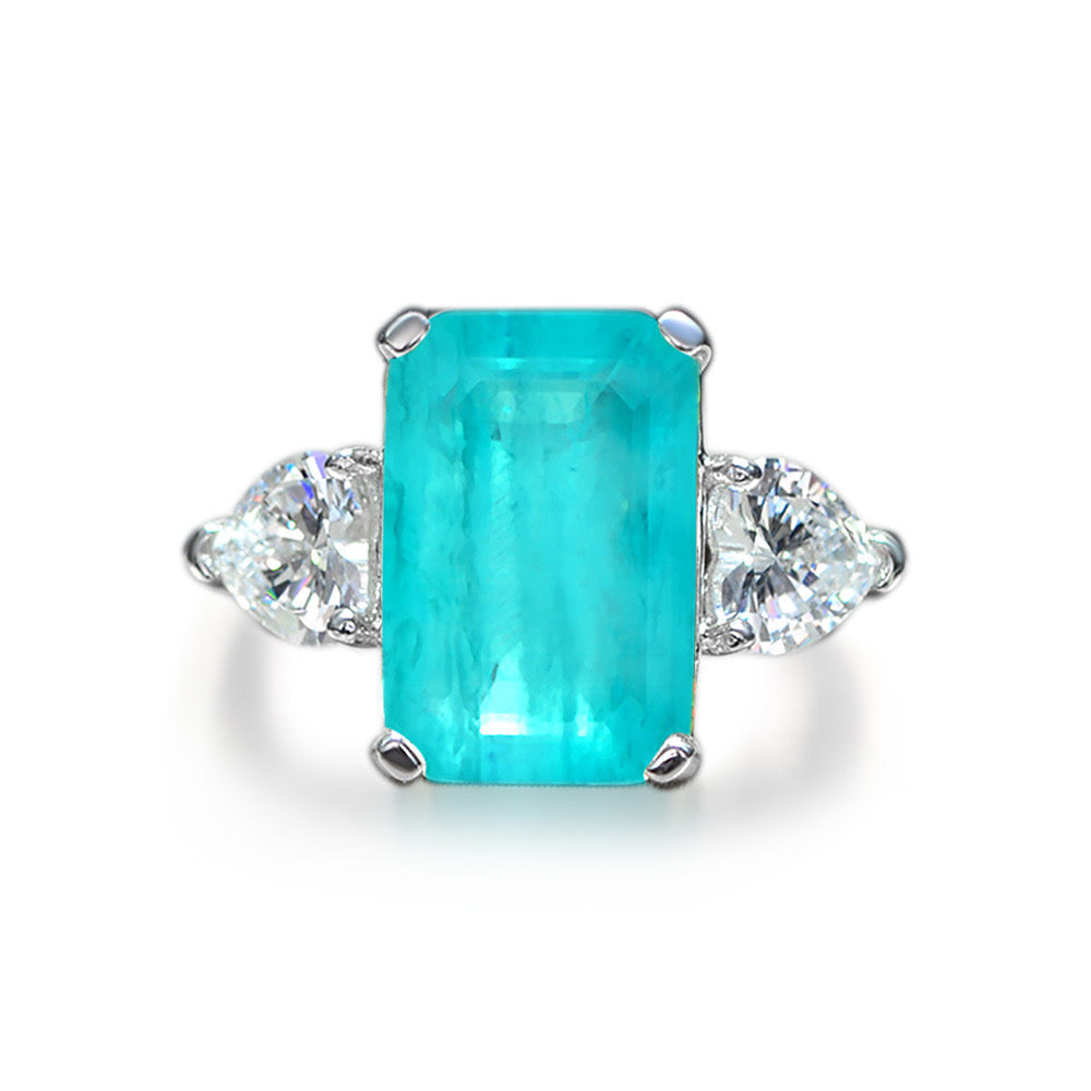 Lab-Created Paraiba Tourmaline Ring 5ct 18K Gold-Plated