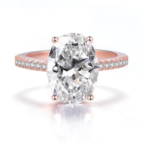 4ct Rose Moissanite Engagement Ring 18K Real Gold Plated