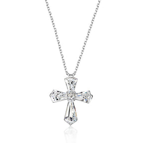 Moissanite Cross Necklace 18K Gold-Plated