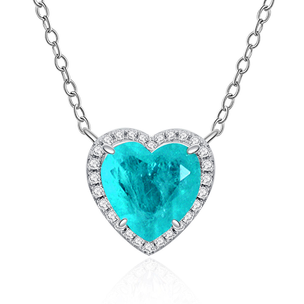 Lab-Created Paraiba Tourmaline Heart Shape Necklace 3ct 18K Gold-Plated