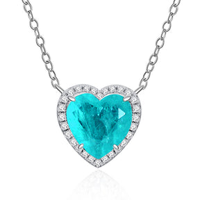 Lab-Created Paraiba Tourmaline Heart Shape Necklace 3ct 18K Gold-Plated