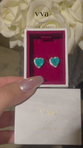 Heart Shape 18K Gold-Plated Lab-Created Paraiba Tourmaline Earring