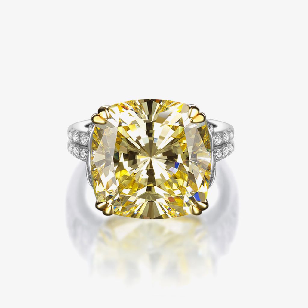 Yellow Moissanite Engagement Ring 10ct 18K Gold-Plated