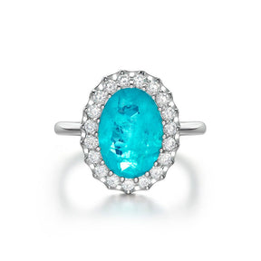 Lab-Created Paraiba Tourmaline Ring 5ct 18K Gold-Plated