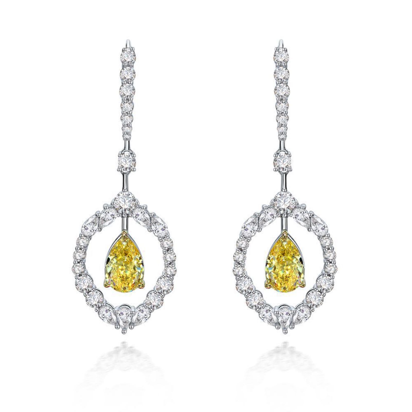 3ct Lab-created Yellow Pear Shape Moissanite Earring