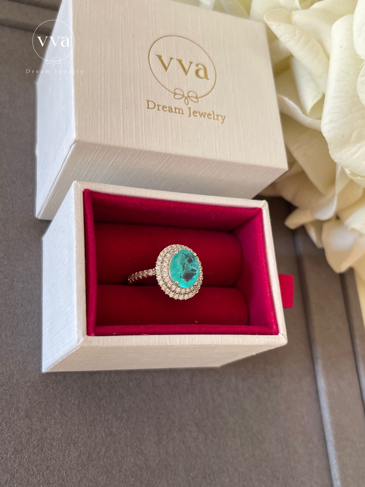 Lab-Created Paraiba Tourmaline Ring 2ct 18K Gold-Plated