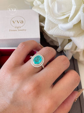 Lab-Created Paraiba Tourmaline Ring 2ct 18K Gold-Plated