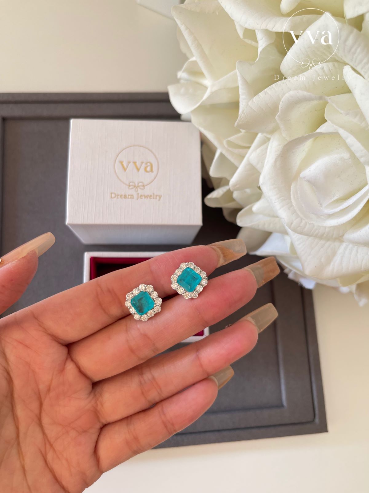 Lab-Created Paraiba Tourmaline Earring 2ct 18K Gold-Plated