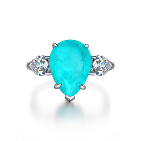 Lab-Created Paraiba Tourmaline Ring 5ct 18K Gold-Plated