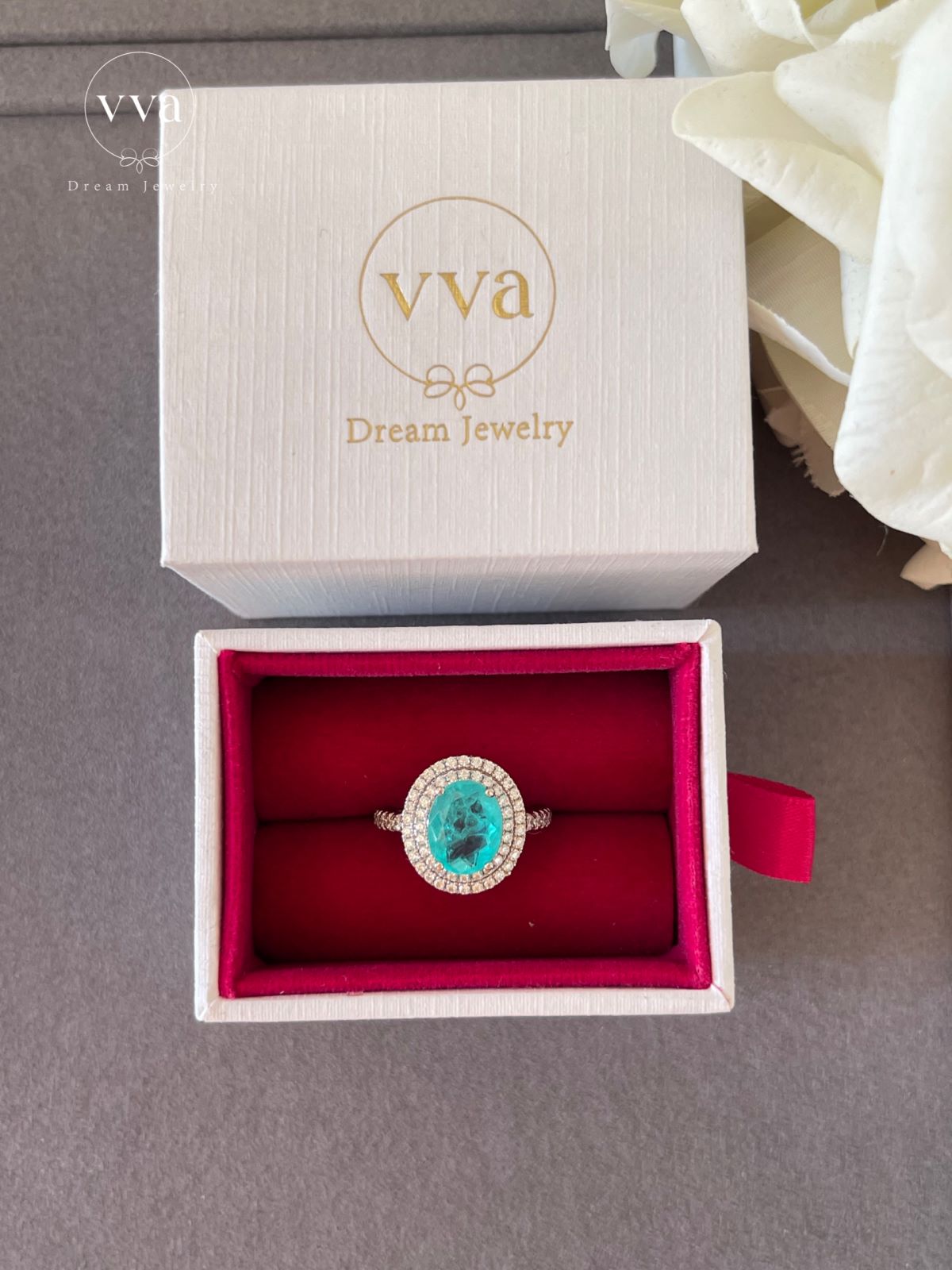 Lab-Created Paraiba Tourmaline Ring 2ct 18K Gold-Plated