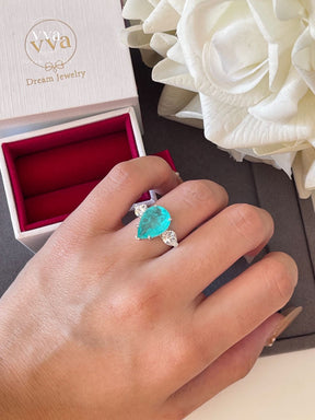 Lab-Created Paraiba Tourmaline Ring 5ct 18K Gold-Plated