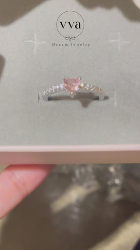 Little Pink Zircon Heart Shape Ring